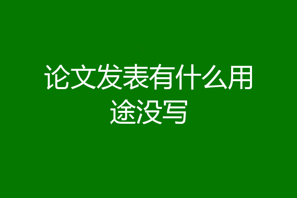 论文发表有什么用途没写