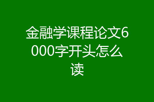 金融学课程论文6000字开头怎么读