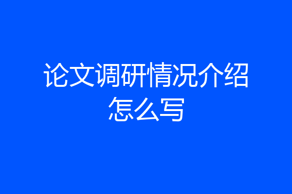 论文调研情况介绍怎么写