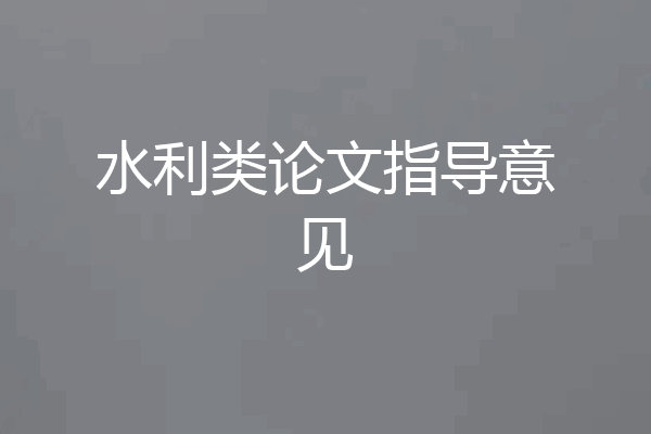 水利类论文指导意见