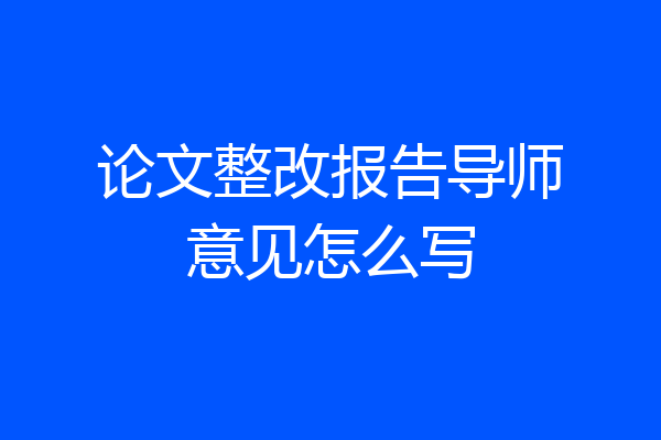 论文整改报告导师意见怎么写