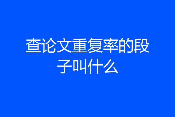 查论文重复率的段子叫什么