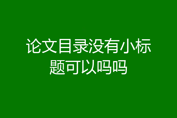 论文目录没有小标题可以吗吗