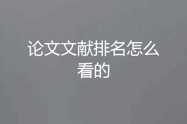 论文文献排名怎么看的
