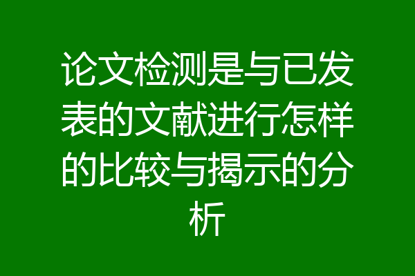 论文检测是与已发表的文献进行怎样的比较与揭示的分析