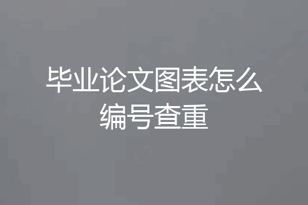 毕业论文图表怎么编号查重