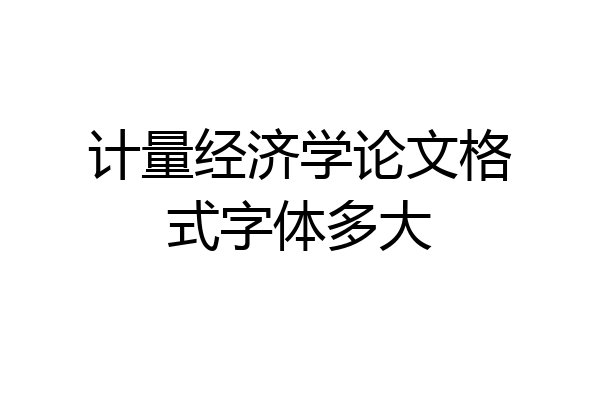 计量经济学论文格式字体多大