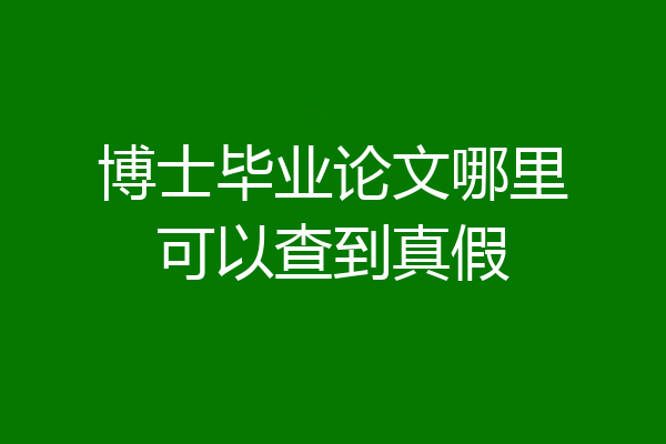 博士毕业论文哪里可以查到真假