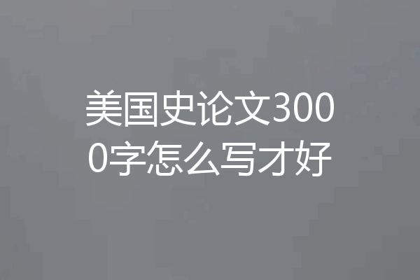 美国史论文3000字怎么写才好