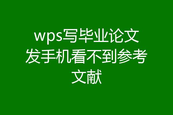 wps写毕业论文发手机看不到参考文献