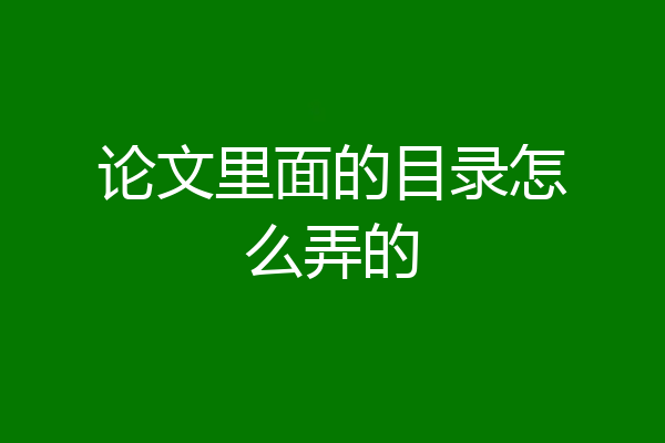 论文里面的目录怎么弄的
