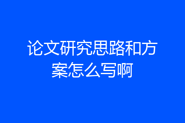 论文研究思路和方案怎么写啊