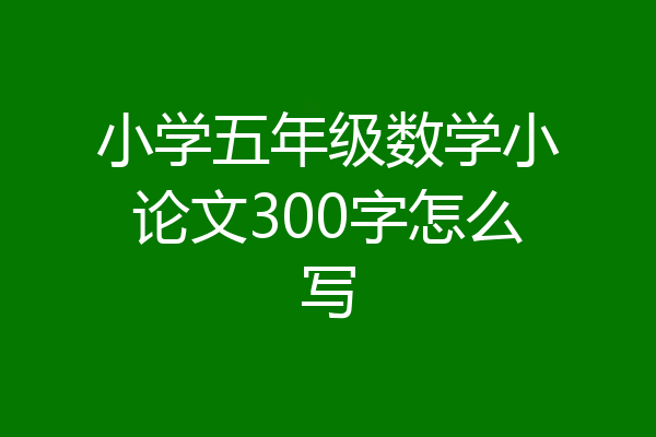 小学五年级数学小论文300字怎么写