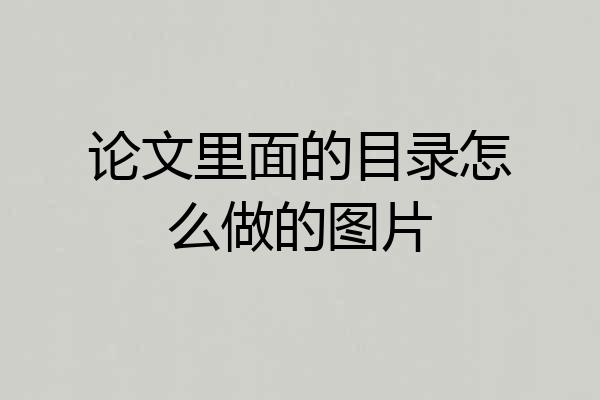 论文里面的目录怎么做的图片