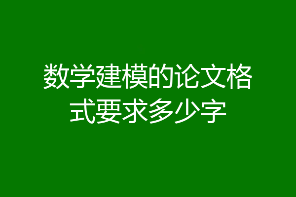 数学建模的论文格式要求多少字