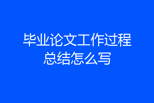 毕业论文工作过程总结怎么写