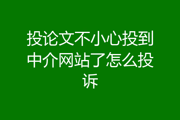 投论文不小心投到中介网站了怎么投诉