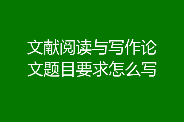 文献阅读与写作论文题目要求怎么写
