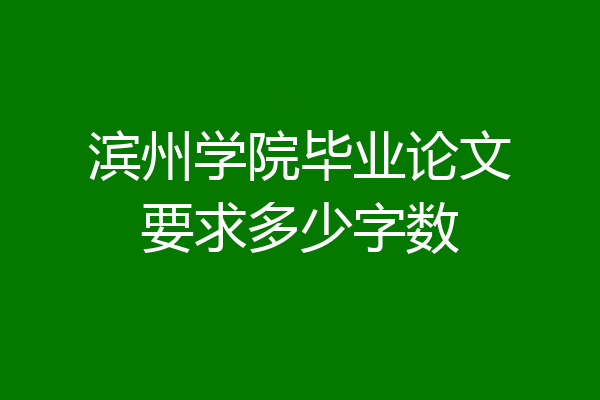 滨州学院毕业论文要求多少字数