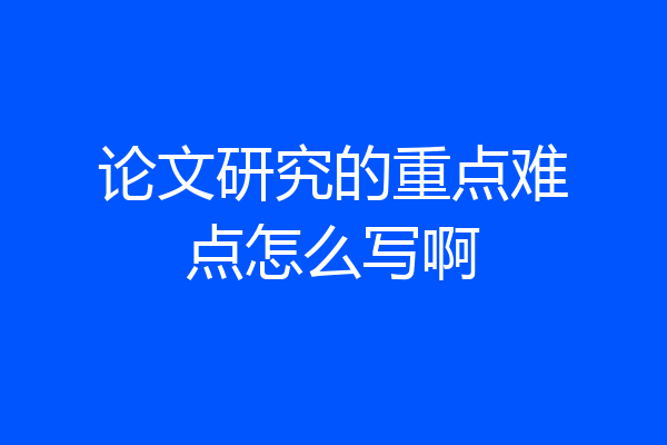 论文研究的重点难点怎么写啊