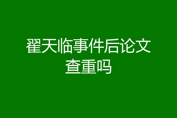 翟天临事件后论文查重吗