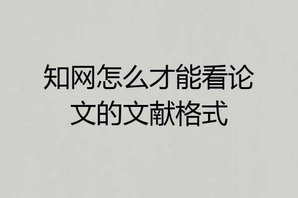 知网怎么才能看论文的文献格式