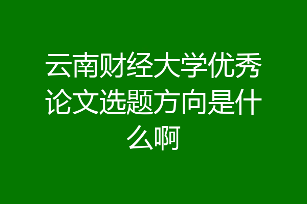 云南财经大学优秀论文选题方向是什么啊