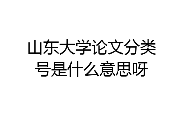 山东大学论文分类号是什么意思呀