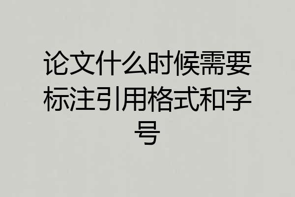 论文什么时候需要标注引用格式和字号