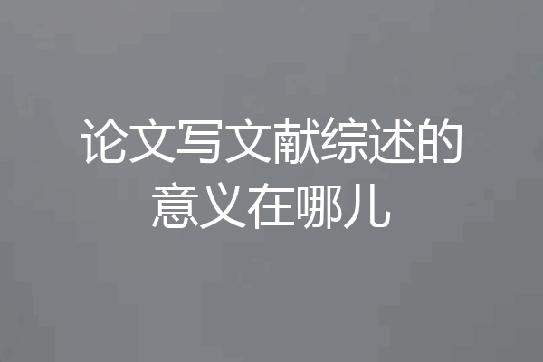 论文写文献综述的意义在哪儿