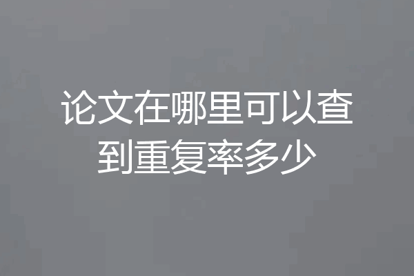 论文在哪里可以查到重复率多少
