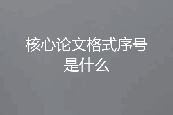 核心论文格式序号是什么