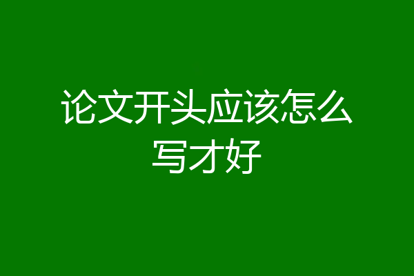 论文开头应该怎么写才好