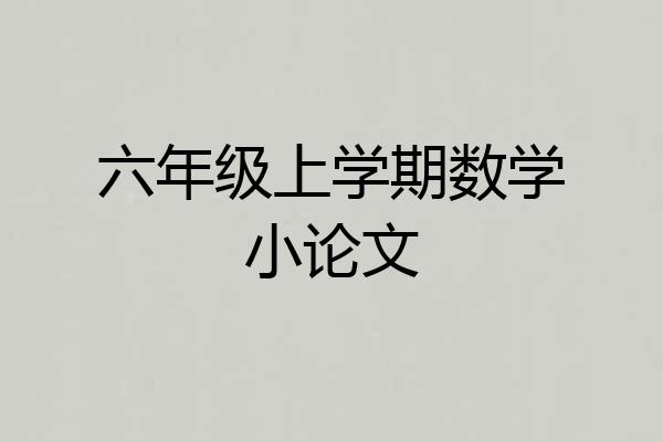 六年级上学期数学小论文