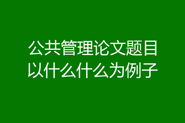 公共管理论文题目以什么什么为例子