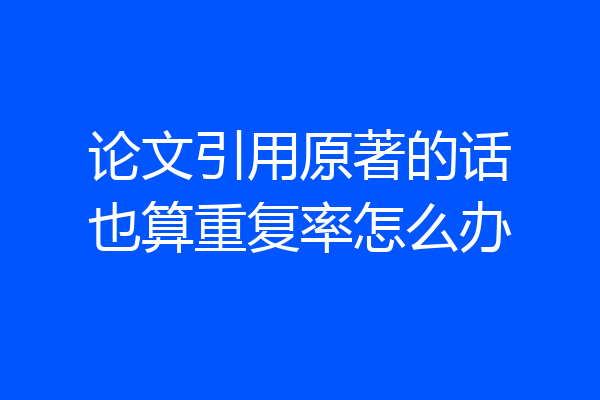 论文引用原著的话也算重复率怎么办