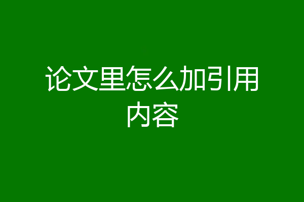 论文里怎么加引用内容