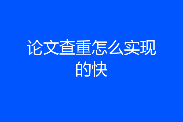 论文查重怎么实现的快