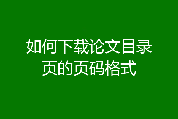 如何下载论文目录页的页码格式