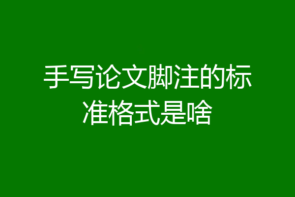 手写论文脚注的标准格式是啥
