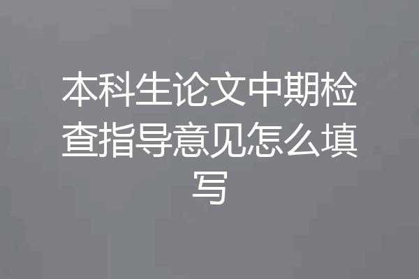 本科生论文中期检查指导意见怎么填写