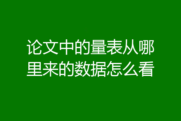 论文中的量表从哪里来的数据怎么看
