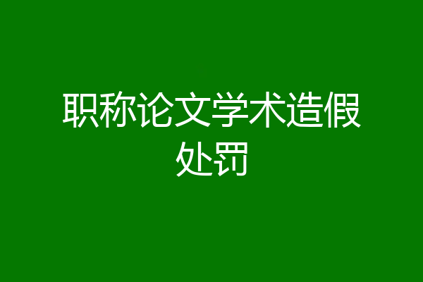 职称论文学术造假处罚