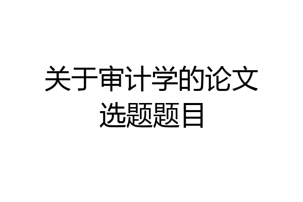 关于审计学的论文选题题目