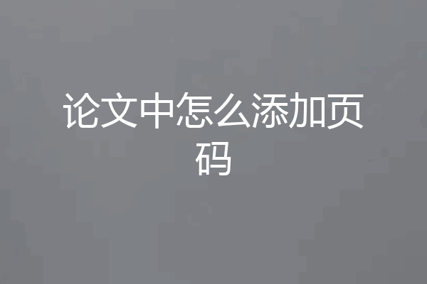 论文中怎么添加页码