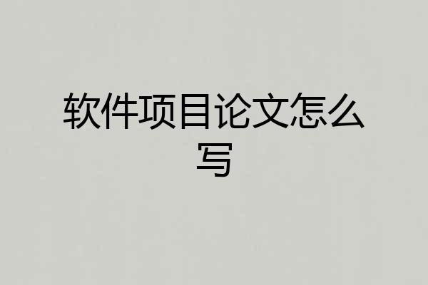 软件项目论文怎么写