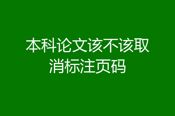 本科论文该不该取消标注页码