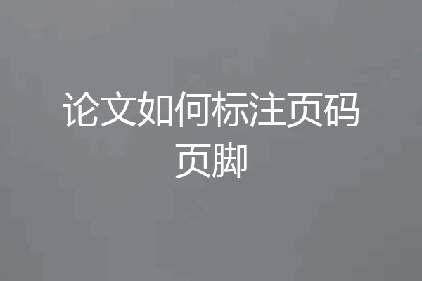 论文如何标注页码页脚