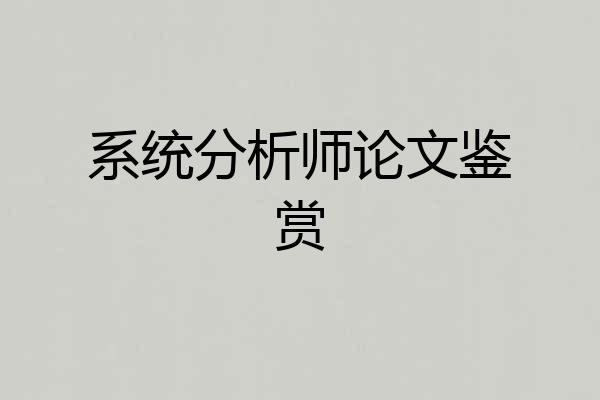 系统分析师论文鉴赏