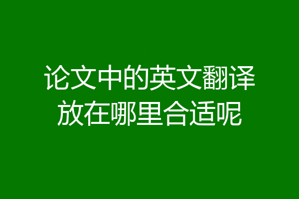 论文中的英文翻译放在哪里合适呢